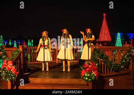 Orlando, Florida. 30. Dezember 2019. Christmas Carol Singers in Seaworld Stockfoto