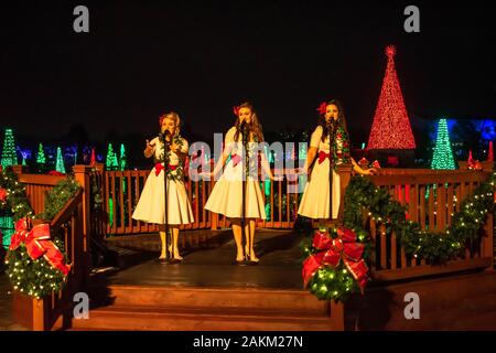 Orlando, Florida. 30. Dezember 2019. Christmas Carol Singers in Seaworld Stockfoto