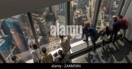 Anzeigen von One World Trade Center, Manhattan, New York, USA Stockfoto