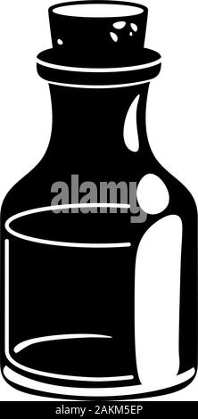 Glyphe Massage Öl für Beauty Spa Salon, Durchstechflasche schwarze Silhouette Symbol. Wesentliche Duft Aromatherapie. Wellness Parfüm. Medizinische ayurveda isoliert Vektor Piktogramm. Stock Vektor