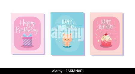 Frames setzt Design, Happy Birthday Card Feier Dekoration überraschen party Jubiläum und Einladung Thema Vector Illustration Stock Vektor