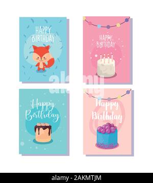 Frames setzt Design, Happy Birthday Card Feier Dekoration überraschen party Jubiläum und Einladung Thema Vector Illustration Stock Vektor