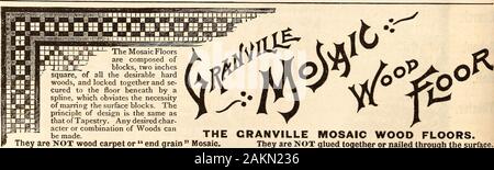 Das Jahrhundert illustrierte Monatszeitschrift. ffimmmmmm BEI KLEINEN KOSTEN. Für illustrierte Cata-logue und Preise schicken. Proben per Mail 25 Cent. Alleinige Agent, 944 ARCH ST. PHILADELPHIA, PA. AGENTEN WOLLTEN ÜBERALL. W. C. JUNGE. Die granville Mosaik Parkett. Mosaik. Sie sind nicht miteinander verklebt oder durch die Oberfläche genagelt. Sie werden nicht durch Schrumpfung oder Schwellungen ruiniert, aber sind die robuste Konstruktion und eine dauerhafte Schönheit. Keine ornamentalen Etage besitzt alle Essentials zu gleichen Teilen. Durch klimatische Veränderungen nicht verletzt. Nie wird locker oder Locken. Hat all die Schönheit, die durch produziert werden können Stockfoto