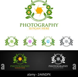 Natur Hochzeit Fotografie Logo Symbol Vektor Design Vorlage Stock Vektor