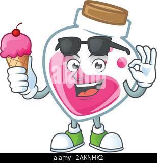Rosa trank Maskottchen cartoon Design mit Eis Stock Vektor