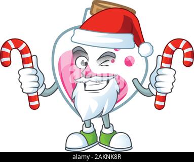 Rosa trank Zeichentrickfigur in Santa Kostüm mit Süßigkeiten Stock Vektor