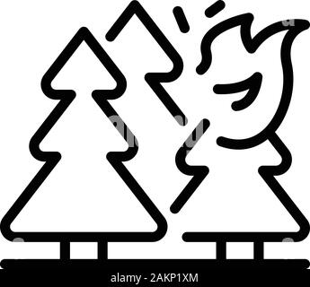 Bergwald wildfire Symbol, outline Style Stock Vektor