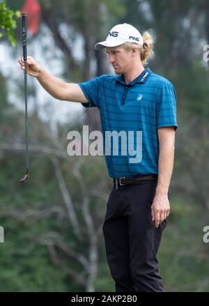 FANLING, Hong Kong SAR, China: 9. Januar 2020. Hong Kong Open Golf Runde 2. Travis Smyth von Australien am 10. Grün. alamy Live news/Jayne Russell Stockfoto