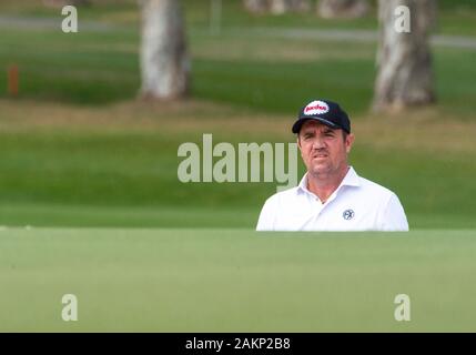 FANLING, Hong Kong SAR, China: 9. Januar 2020. Hong Kong Open Golf Runde 2. Scott Ende Australien im 6. Grün. alamy Live news/Jayne Russell Stockfoto