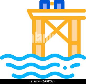 Öl Meer Plattform Symbol Vektor Kontur Abbildung Stock Vektor