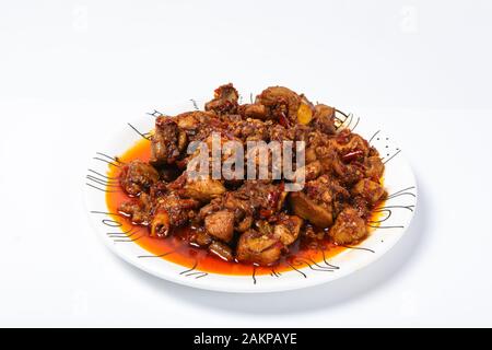 Sautierte Pouletgeschnetzeltes mit Chili Stockfoto