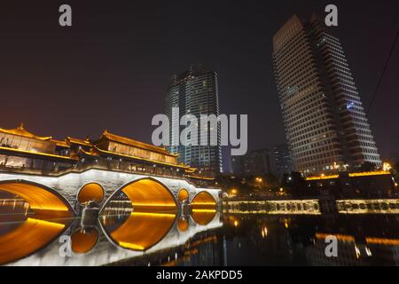 Sichuan chengdu Funan River anshun überdachten Brücken Stockfoto