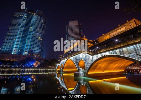 Sichuan chengdu Funan River anshun überdachten Brücken Stockfoto