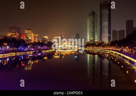 Sichuan chengdu Funan River anshun überdachten Brücken Stockfoto