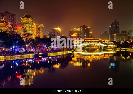 Sichuan chengdu Funan River anshun überdachten Brücken Stockfoto