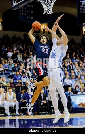 Januar 9, 2020: NCAA Basketball 2020: Gonzaga Bulldogs freuen Anton Watson (22) Während der Gonzaga Bulldogs vs San Diego Toreros JAN 09 @ Jenny Craig Pavillon - San Diego, CA. Photo Credit: Michael Cazares/Cal Sport Media Stockfoto