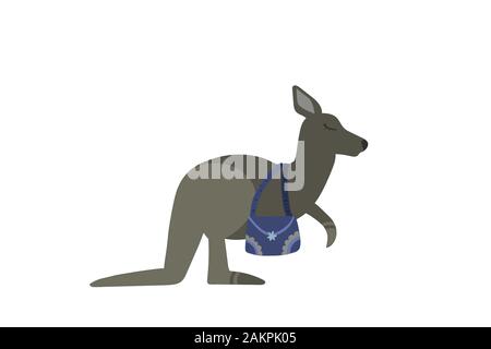 Cute Känguru mit Tasche. Süße Träume. Vector Illustration. Stock Vektor