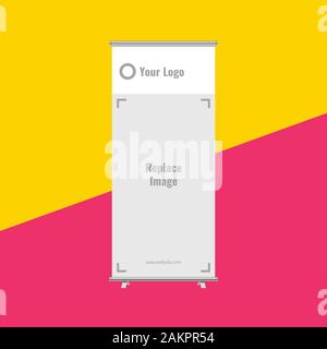 Pull Up Banner Mock-Up mit Pixel weniger Vektorgrafiken Stock Vektor