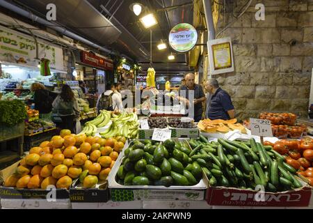 Obst und Gemüse, Mahane Yehuda Markt, Jerusalem, Israel Stockfoto