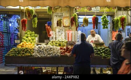 Obst und Gemüse, Mahane Yehuda Markt, Jerusalem, Israel Stockfoto