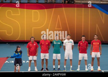 Sydney, Australien. 10 Jan, 2020. Team Spanien während des 2020 ATP-Finale acht an der Ken Rosewall Arena, Sydney, Australien am 10. Januar 2020. Foto von Peter Dovgan. Credit: UK Sport Pics Ltd/Alamy leben Nachrichten Stockfoto