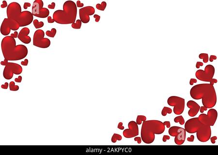 Valentinstag Hintergrund mit Herzen, roten Herzen Grenzdesign für Hochzeitskarte, Einladung oder Muttertagskarte Stockfoto