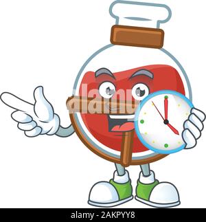 Cartoon character style rot Trank in Clock Stock Vektor