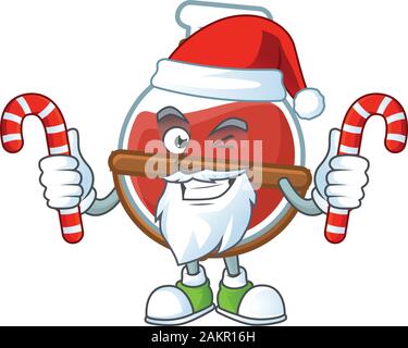 Red potion Zeichentrickfigur in Santa Kostüm mit Süßigkeiten Stock Vektor