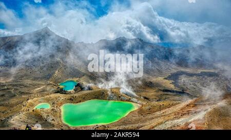 Leistungsfähige Natur Landschaft in Neuseeland, Alpine Tongariro Crossing. Stockfoto