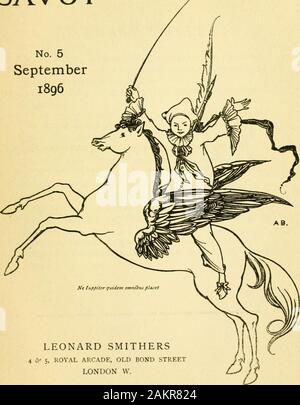 Das Savoy. Das SAVOY-N°V Alle Mitteilungen an die Redaktion der Savoyen, 4&5, Royal Arcade, Old Bond Street, London, W. MSS. Sollten sie geschrieben werden, und Briefmarken für ihre Rückkehr eingeschlossen. THESAVOY Nr. 5 September 1896 HERAUSGEGEBEN VON ARTHUR SYMONS. LEONARD SMITHERS 4 & 5, Royal Arcade, ALTE BOND STREETLONDON W. DRÜCKEN SIE: - CHARLES WHITTINGIIAM UND CO., TOOKS COURT, CHANCER LITERARISCHEN INHALT SCHÖNHEITEN STUNDE. Eine Fantasie. Von O. Shakespear. (In zwei Teilen). n O PETITES GEBÜHREN. . Eine Übersetzung von Gabriel Gillett ins Englische Vers aus dem Französischen von Jean Moreas ....... 28 William Blake UND SEINE IL Stockfoto