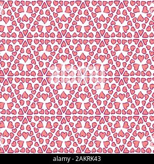 Die nahtlose Vektor Muster mit rosa Herzen Ornament auf weißem Hintergrund Stock Vektor