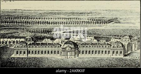 Les Arts dans la Maison de Condé. Nnu, S. T. II et S. S. MaroUes, Sans Doute Deux Frères; je Nai trouvé ce nom que dans le Livret de Salon de 1739, (] ui mentionne deux Dessins h La Plume, dont une vue de la Place Royale de Bordeaux, Gleichheit, "dessinateur MaroUes, ingénieur du Roi". Le Musée Condé aussi untrès beau Plan, Dessin et Couleurs, exécuté en 1738 el montrant sparen, en élévation, tous les Gazelle (Les lieaii. r-Arls, dêoombre novcmbre - 189 o. * La leiulnre au clulleau de CluinliUij. École française. Paris, Plou, ist. tS. S. 271 -: 2. LE DUC DE BOURBON 77 édifiés bâtiments par le Duc de Bou Stockfoto