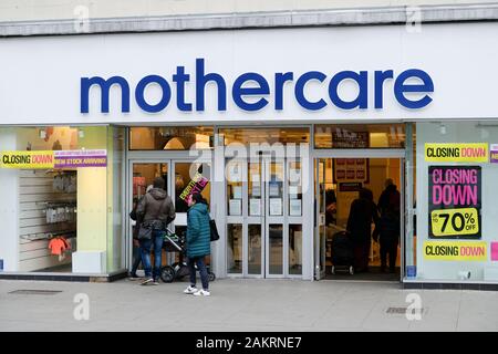 Wood Green, London, UK. 10. Januar 2020. Mothercare store in Wood Green schließt. Quelle: Matthew Chattle/Alamy leben Nachrichten Stockfoto