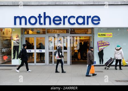 Wood Green, London, UK. 10. Januar 2020. Mothercare store in Wood Green schließt. Quelle: Matthew Chattle/Alamy leben Nachrichten Stockfoto