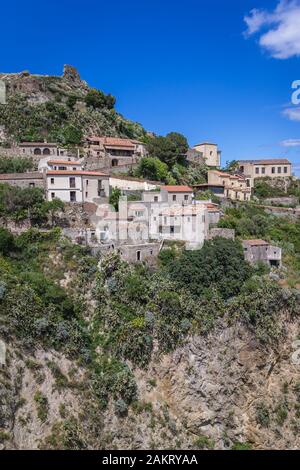 Häuser in Savoca Comune, berühmt für die Drehorte von "Der Pate"-Filme auf Sizilien Insel in Italien Stockfoto