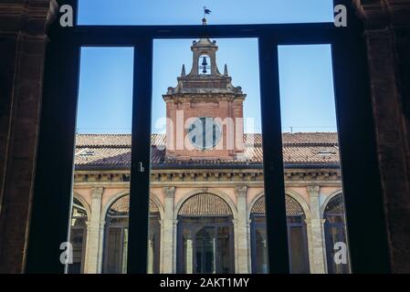 Archiginnasio in Bologna Universität Gebäude, die älteste Universität der Welt in Bologna, Hauptstadt und größte Stadt der Region Emilia Romagna, Italien Stockfoto