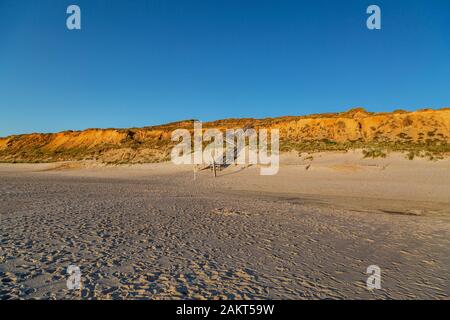 Blick auf Red Cliff in Sylt-Kampen bei Sonnenuntergang/Deutschland Stockfoto