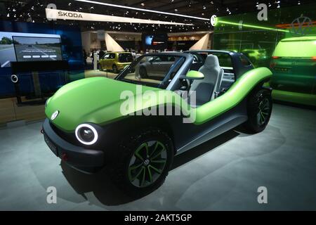 Brüssel, Belgien. 9 Jan, 2020. Ein Volkswagen ID Buggy Concept Car befindet sich an der 98th Brüsseler Motor Show in Brüssel, Belgien, Januar 9, 2020 gesehen. Die 98Th Brüsseler Motor Show der Öffentlichkeit von Jan. 10 bis 19 öffnen. Credit: Zheng Huansong/Xinhua/Alamy leben Nachrichten Stockfoto