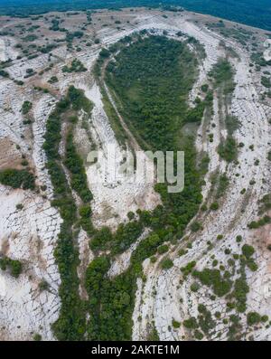 Luftbild, geologische Landschaft, Lastras de las Heras, Valle de Losa, Junta de Traslaloma, Las Merindades, Burgos, Castilla y Leon, Spanien, Europa Stockfoto