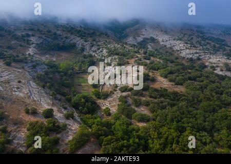 Luftbild, geologische Landschaft, Lastras de las Heras, Valle de Losa, Junta de Traslaloma, Las Merindades, Burgos, Castilla y Leon, Spanien, Europa Stockfoto