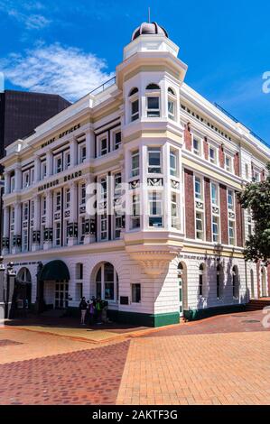 Hafenboard Wharf Bürogebäude Shed 7, von Frederick de Jersey Clere, 1894, Queen's Wharf, Wellington, Neuseeland Stockfoto