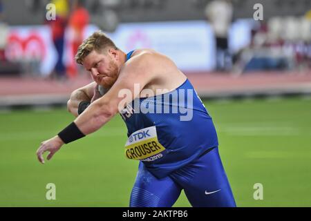 Ryan Crouser (USA). Kugelstoßen Silbermedaille. IAAF Leichtathletik WM, Doha 2019 Stockfoto