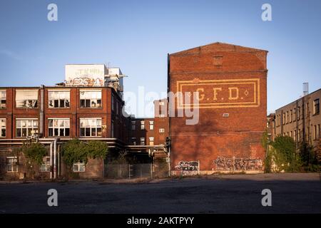 Historische Gebäude der ehemaligen Gasmotorenfabrik Deutz der Klöckner Humboldt Deutz AG auf deutz-muelheimer Straße im Stadtteil Mülheim, Colo Stockfoto
