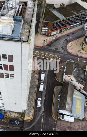 Mit Blick auf den Hauptort in den Töpfereien, Hanley, das Stadtzentrum mit Hochhäusern und einer schönen Stadtlandschaft, Stoke on Trent Stockfoto