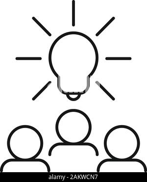 Glühlampe team Idee-Symbol. Umriß Glühlampe team Idee vektor Symbol für Web Design auf weißem Hintergrund Stock Vektor