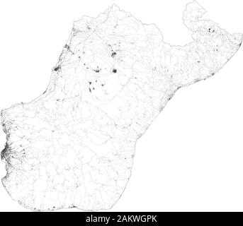 Sat-Karte der Provinz Reggio Calabria Städte und Straßen, Gebäude und Straßen der Umgebung. Region Kalabrien, Italien. Karte Straßen Stock Vektor