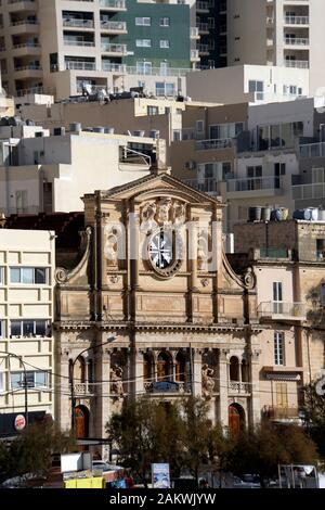 Hafenrundfahrt durch den Grand Harbour - Pfarrkirche Jesus von Nazareth, Sliema, Malta Stockfoto