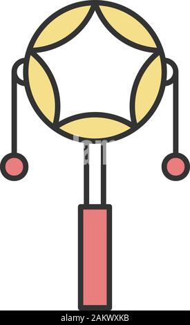 Mexikanische pellet Drum Farbe Symbol. Rattle Trommel. Percussion Musikinstrumente. Spinnen Affe drum. Isolierte Vector Illustration Stock Vektor