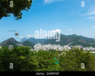 Hubschrauber vom Zuckerhut. Rio de Janeiro, Brasilien. Stockfoto