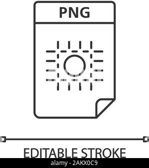 PNG-Datei lineare Symbol. Image File Format. Rastergrafik Dokument. Dünne Linie Abbildung. Kontur Symbol. Vektor isoliert Umrisse zeichnen. Editierbare st Stock Vektor